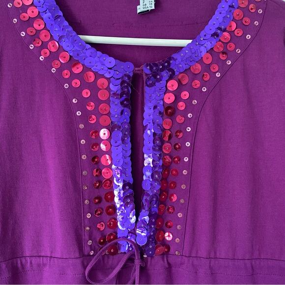 Moschino Cheap And Chic NWTs Purple Sequin Peace Sign Embellishment Top size 14 - Picture 6 of 6